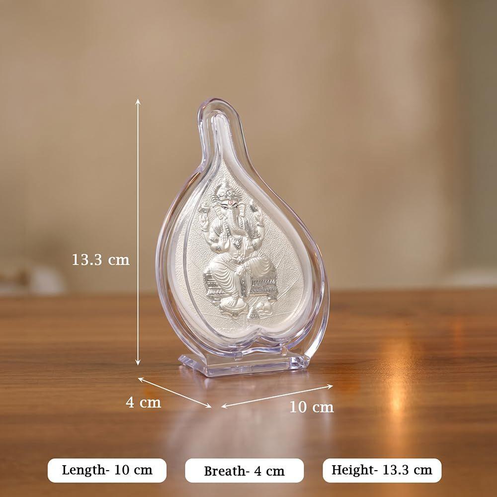 Pure 999 Silver Ganesh Ji Idol Frame | Home Temple, Office, Puja Room