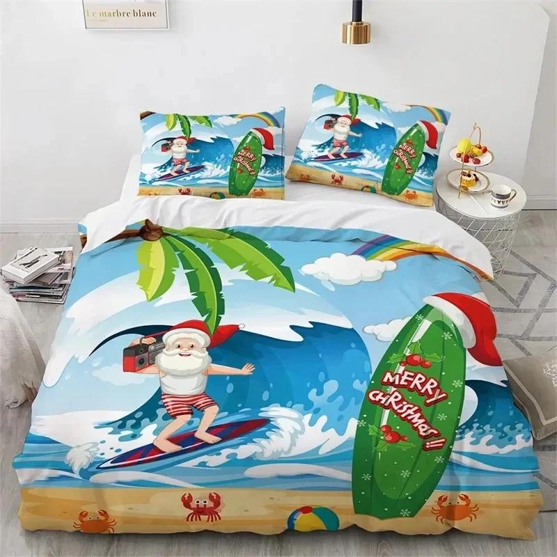 3D Print Cartoon Christmas Santa Claus 3D Duvet Cover Bedding Set Comforter Linen Pillowcases Home Decor Single Twin King Queen