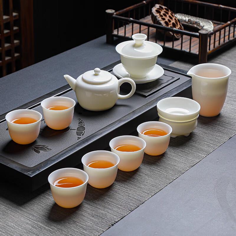 Tuopai 11-Piece Mutton Fat Jade Porcelain Tea Set