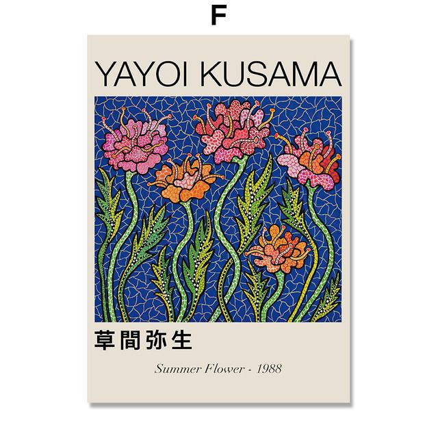 Yayoi Kusama Illustration Pumpkin Flowers Abstract Art Wall Canvas Painting Pictures For Living Room Decor Posters And Prints