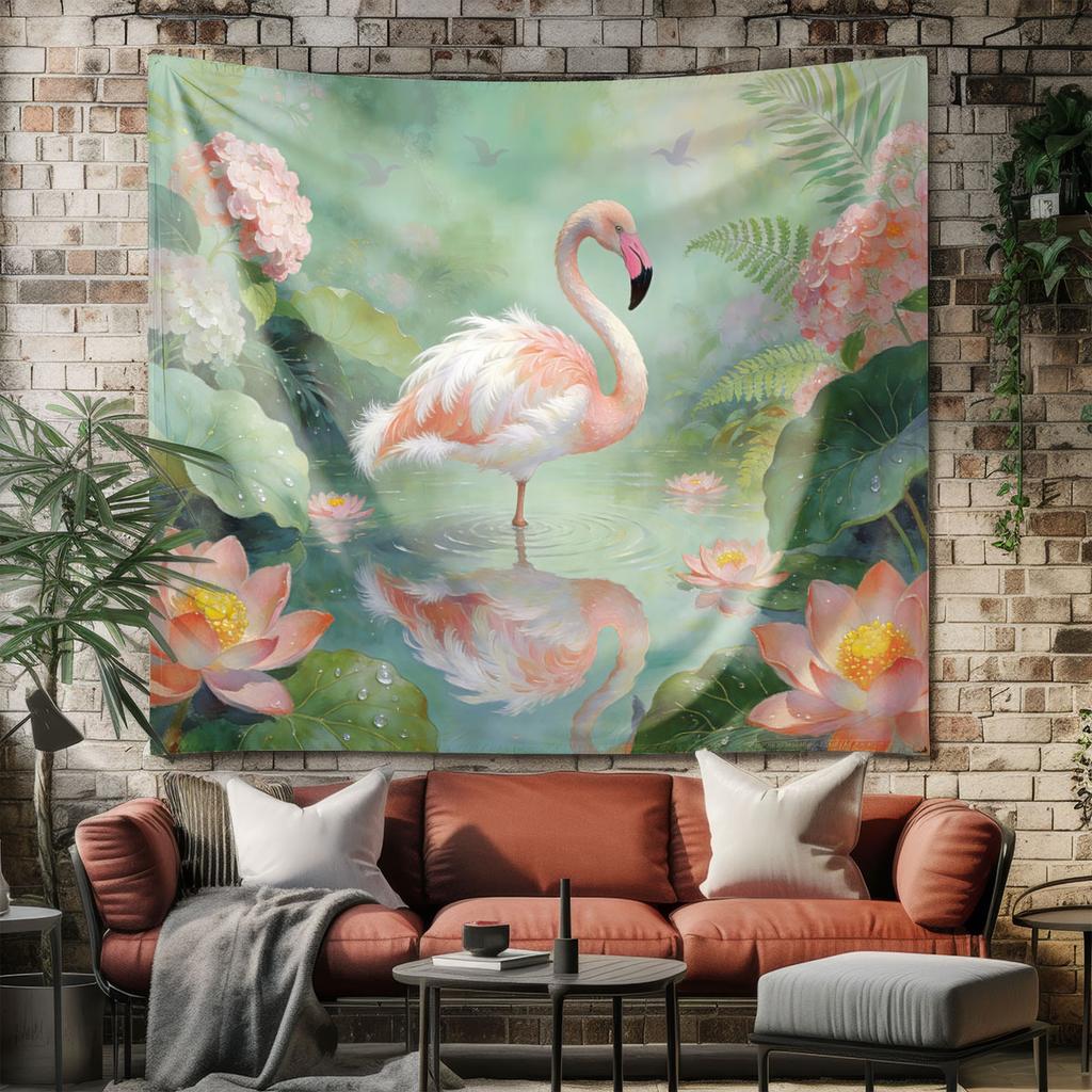 1pc Flamingo Animal Print Tapestry Living Room Wall Art Decoration Background Cloth Machine Washable Space Pendant