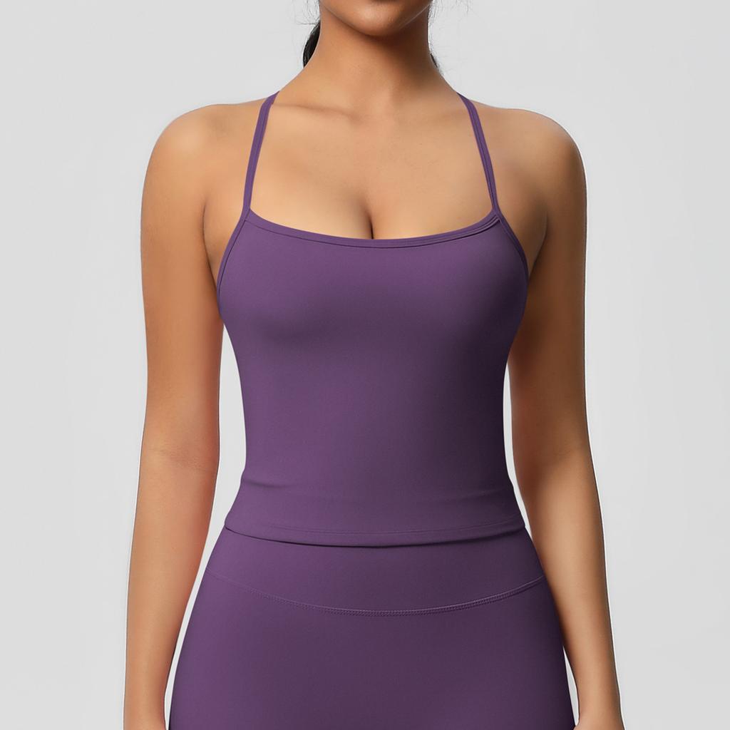 Double Sided Brushed Solid Color Tight Back Long Sports Bra, Running Fitness Yoga Suit, Vest For Women
