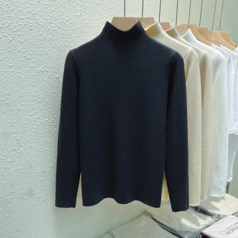 Half High Neck Pullover Knitted Sweater for Women Fashion Warm Plush Autumn Winter Thick Velvet Base Women Knitwears Tops Elegant Soft Sweaters 25207