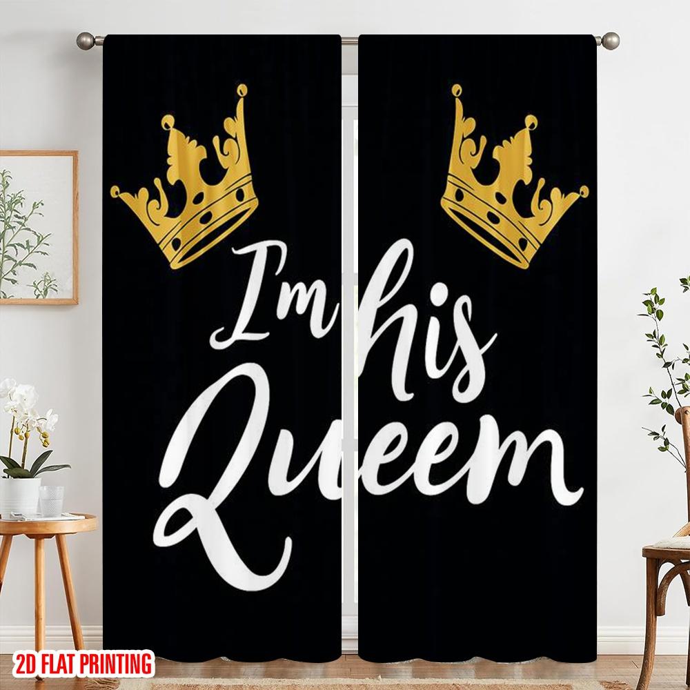 2pcs,2D Plane Printing Curtain Popular King and Queen (29) Durable 100% Polyester Fabric (without Rod) Decorations Outdoor Ldeal