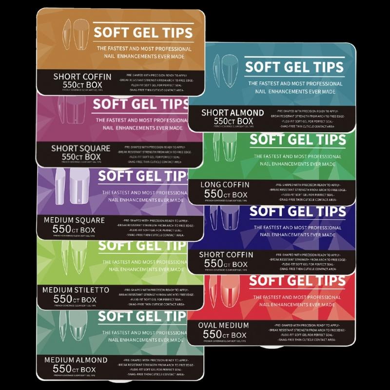 Średnie Kształt Migdała Końcówki Żelowe do Paznokci 550 SZT Wstępnie Wytrawione Przezroczyste Sztuczne Paznokcie Manicure dla Profesjonalistów i Początkujących