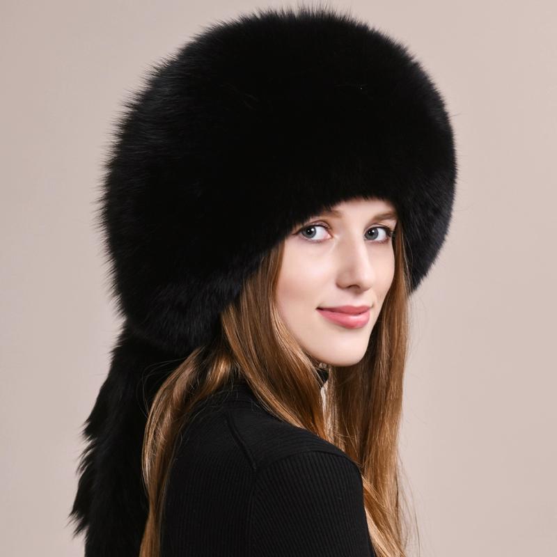Fox fur hat women's winter leather Mongolian hat ethnic wind ear protection warm Northeast mink straw hat children winter