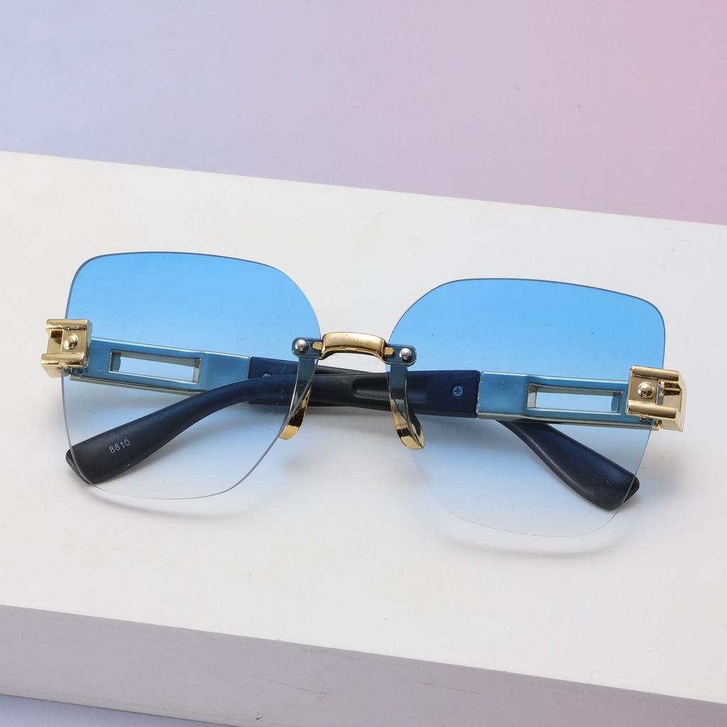 Frameless Diamond Trimmed Square Sunglasses Sunglasses Ladies Fashion Commuter Sunglasses