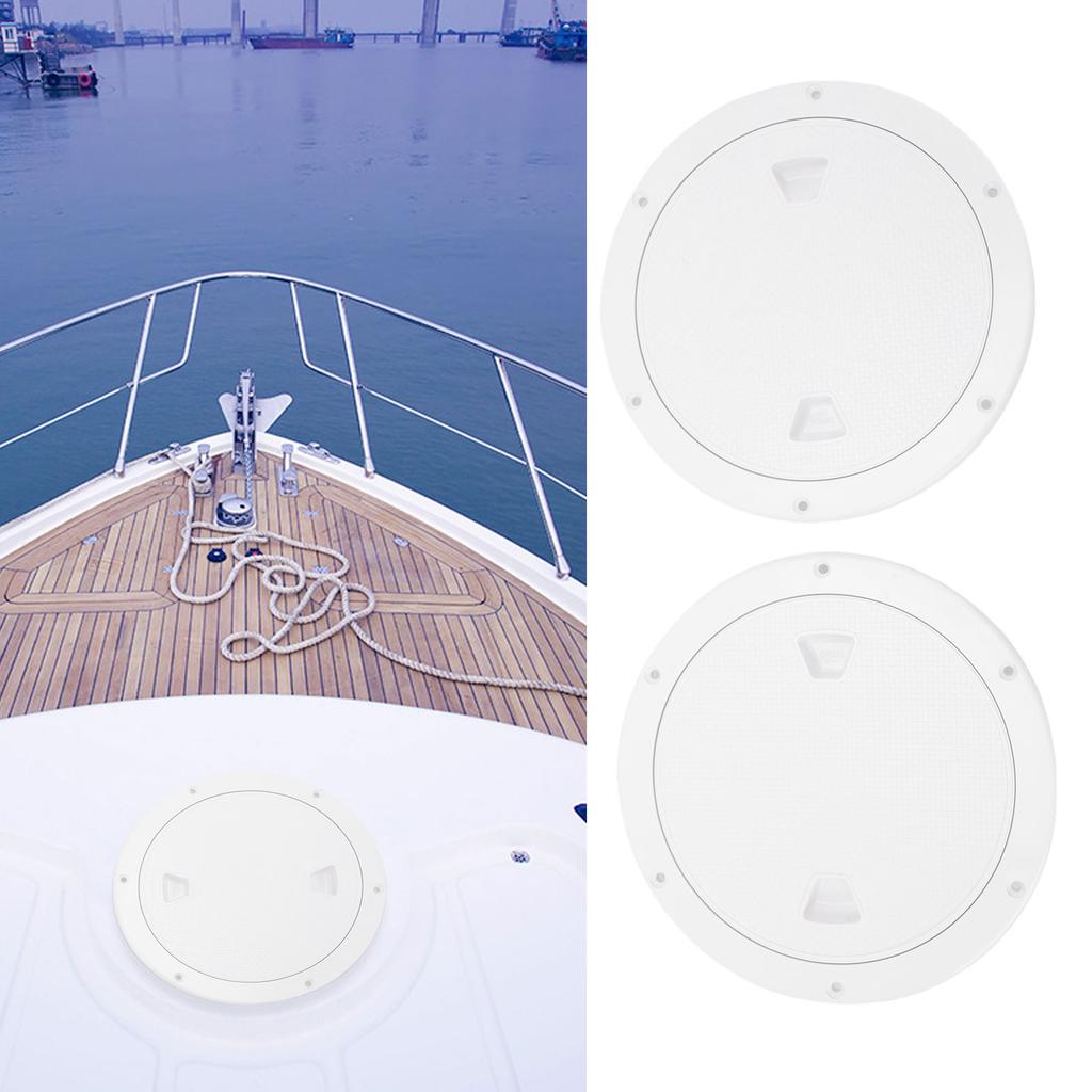 2PCS 8 Inch Deck Plate Round with Detachable Cover Antislip Excellent Rubber Sling Inspection   Cover for Marine Yachts Boat