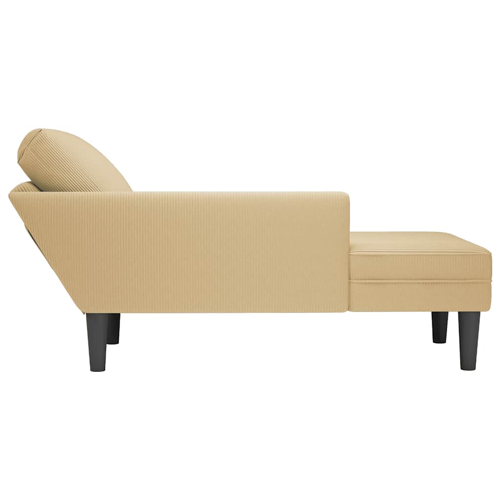 Grey Green Cord Chaiselongue with Cushion