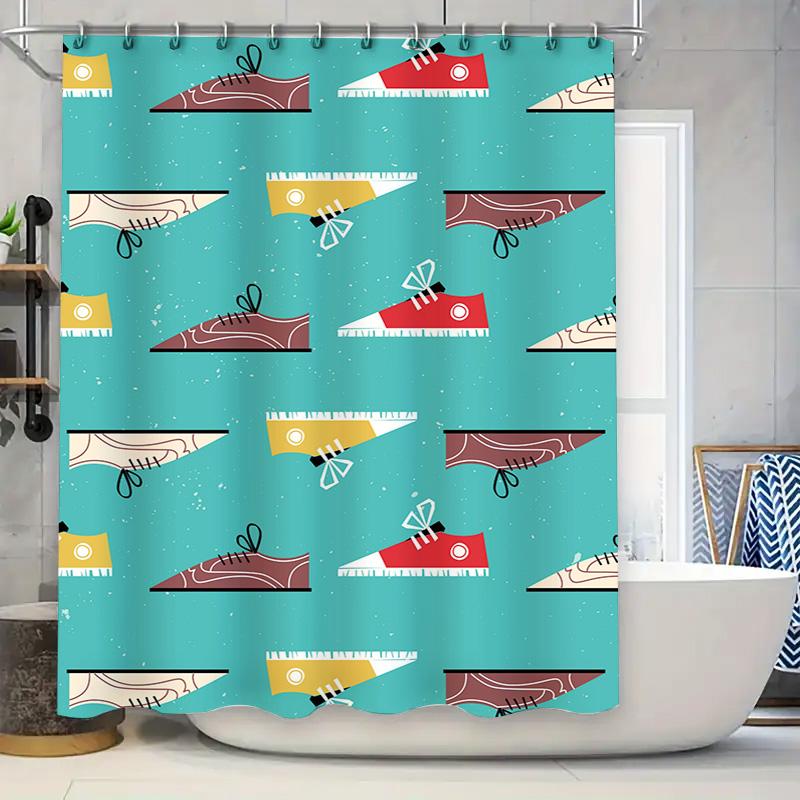 

Blue Tones Sneakers Shower Curtain Modern Pattern Print for Bathroom Decor Waterproof Fabric Perfect Gift Ideas (P36) 90x180cm