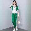Fashion Half-zipper T-shirt Suit Summer Women's Korean Casual Fashion Running Sportswear Two-piece Suit