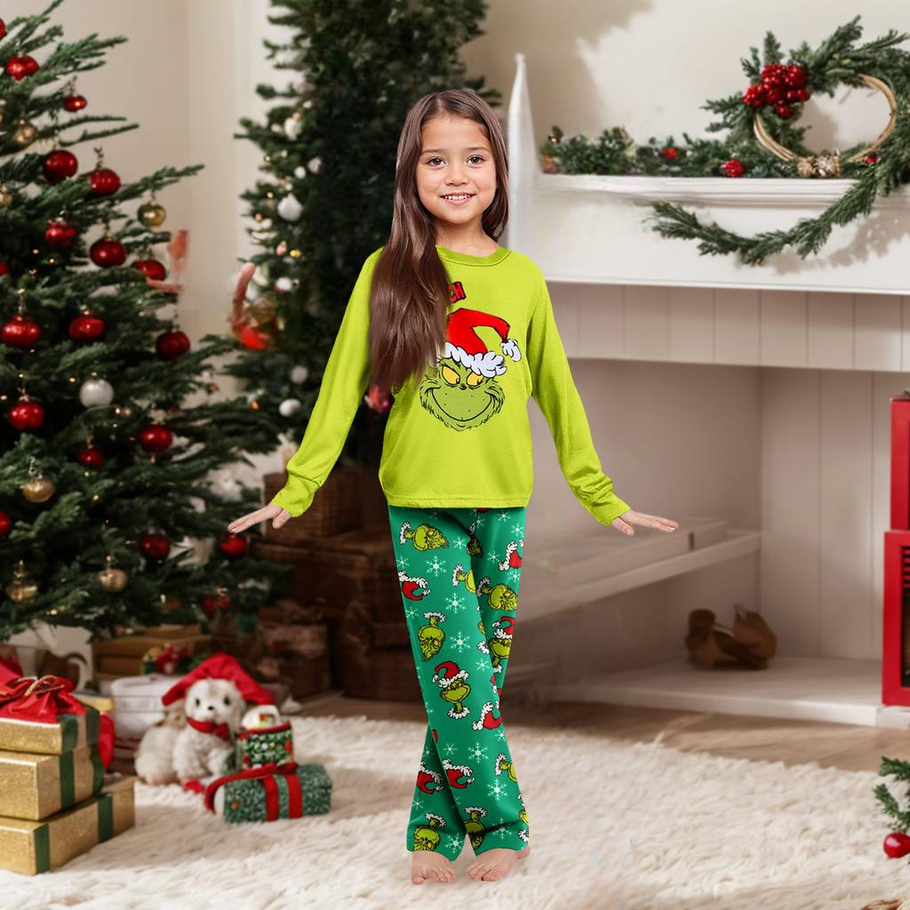 Parent-child Christmas Print Home Suit Long-sleeved Top And Pants