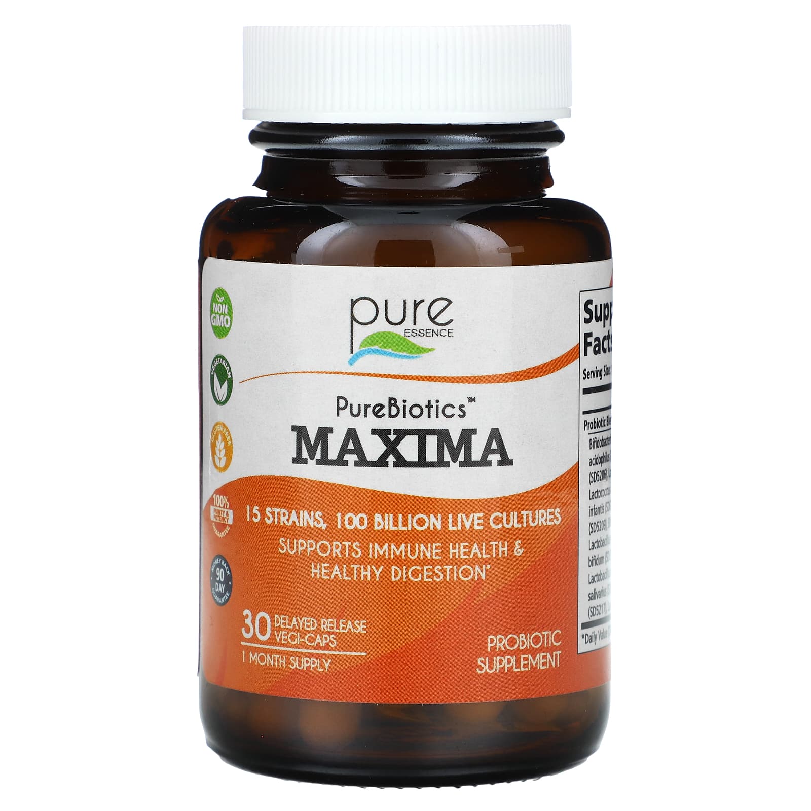 

Pure Essence, PureBiotics, Maxima, KRW 100 Billion, 30 Delayed Release Veggie Capsules