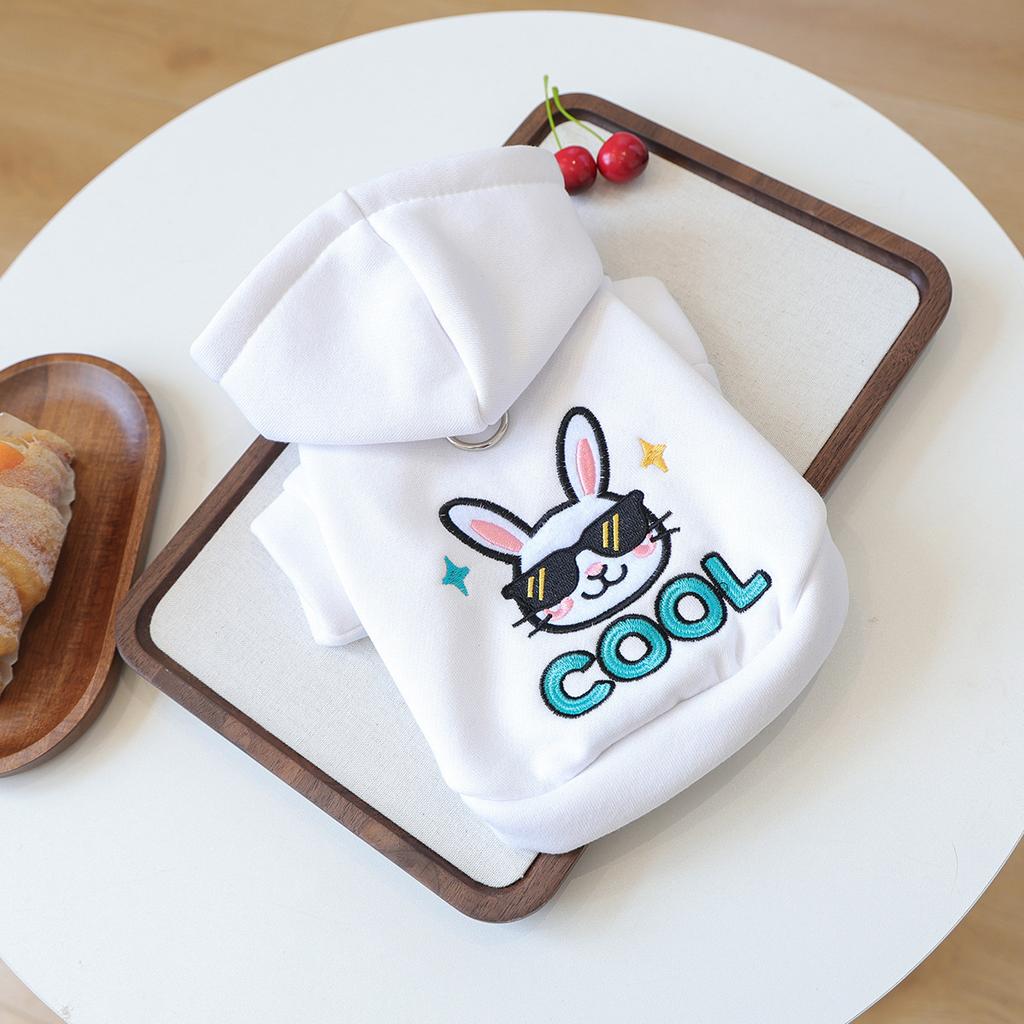 Pet clothes autumn and winter new small dog puppies happy dog cat warm comfortable cool sweater - white rabbit