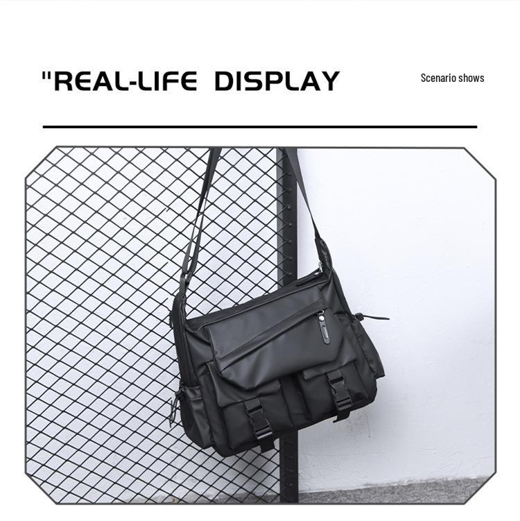 Trendige vielseitige Herren-Umhängetasche: Lederstruktur, Workwear-Stil, Großes Fassungsvermögen