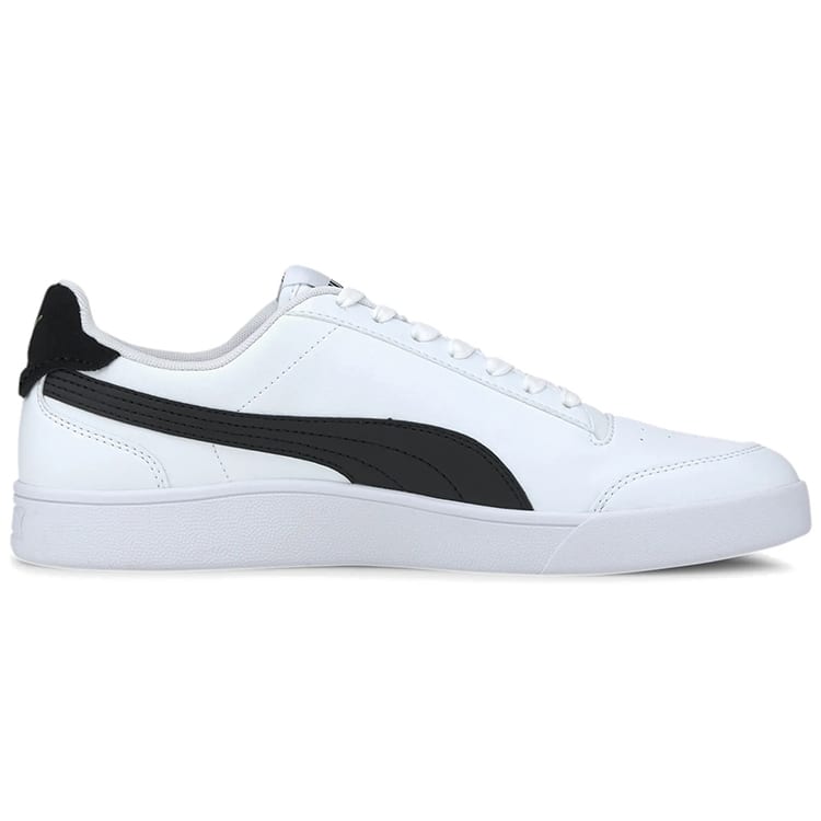 PUMA Shuffle Cow Split Leather Comfortable Breathable Low top Skateboard Shoes Unisex White Black 309668-03