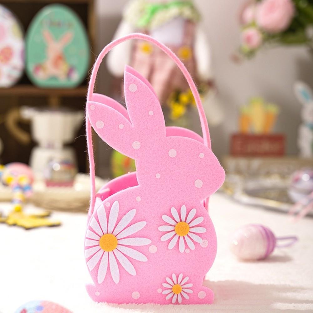 Plstěná velikonoční dárková taška Měkká 3D taška s králíčkem Dětská velikonoční taška na sladkosti s králíčkem Dětské drobnosti