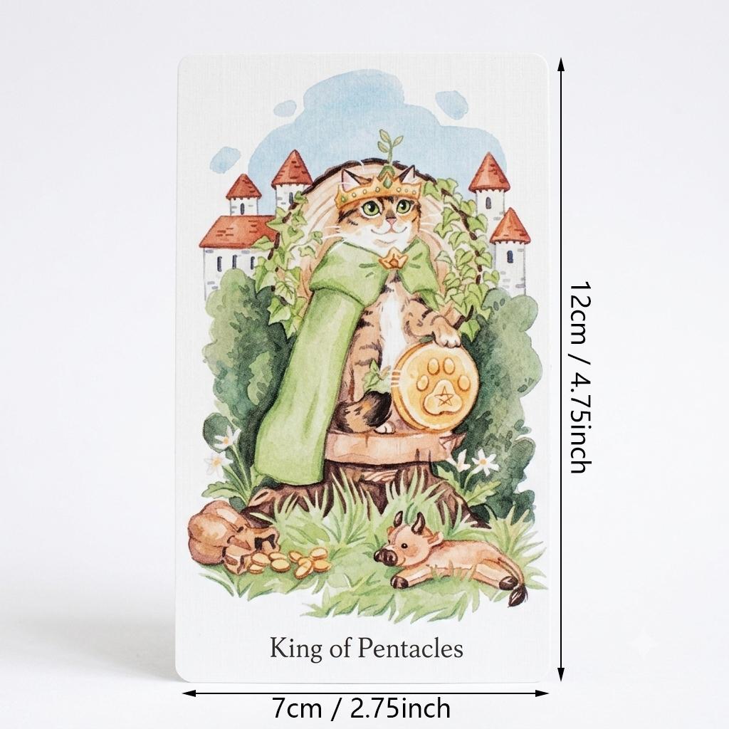 Caticorn Tarot Deck In Rigid Box, 78 Whimsical Watercolor Cat Cards 12*7cm Double-embossed, Indie Deck for Cat Enthusiasts