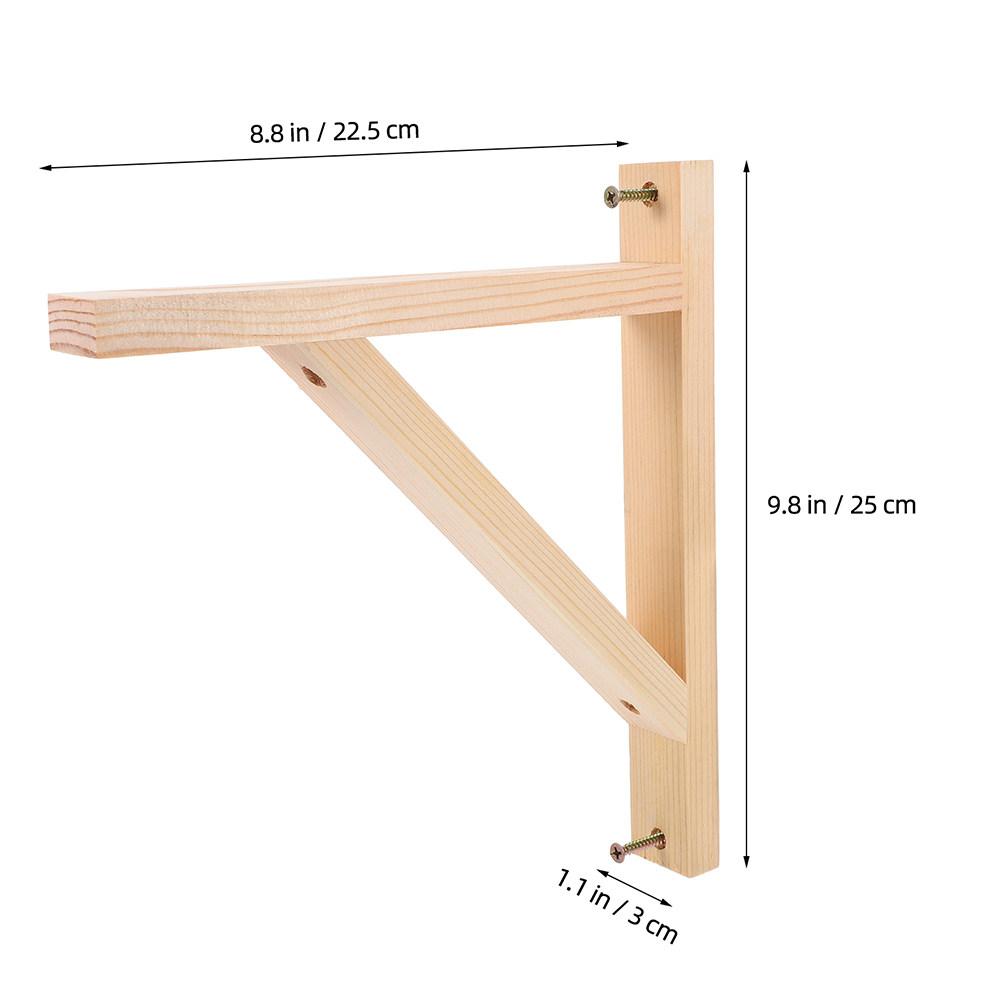 3Pcs Solid Wood Triangle Shelf Brackets Wall Mount Shelf Supports Decorative Floating Wood Brackets for Plant Hanger Pendant