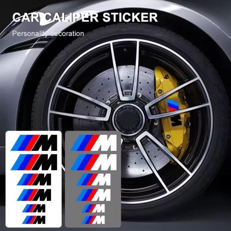 FA3-6pc PVC Caliper Car Sticker Wheel Hub M Logo Black White Sticker For BMW G01 G02 F22 F23 E46 E93 E39 G26 F01 F02 F06 G32 G20 G29