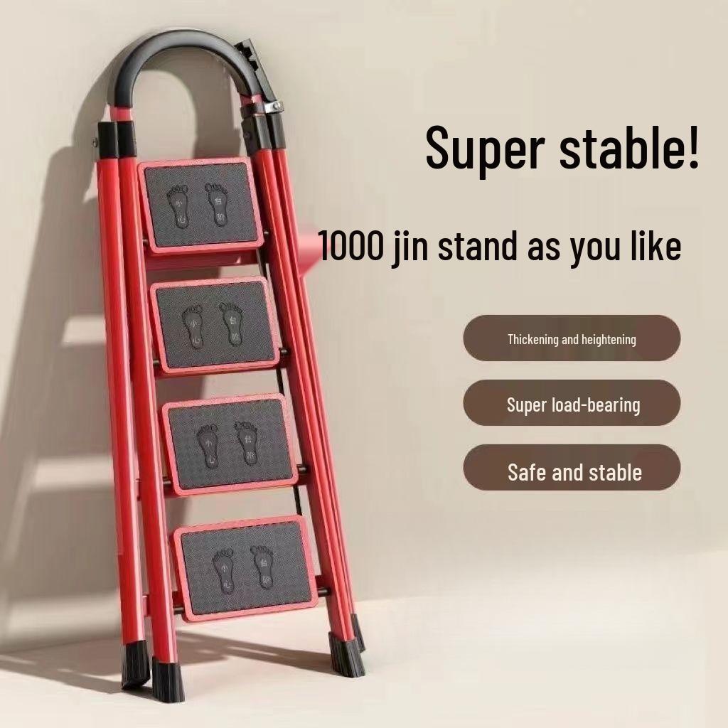 4-Step Indoor Folding Ladder Stool: Multi-Functional Telescopic Design