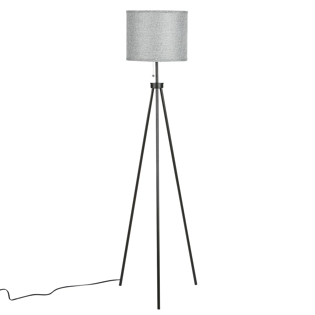 Pulling Tripod Floor Lamp Modern Design Standing Light with Linen Lampshade for Living Room Bedroom Study Room