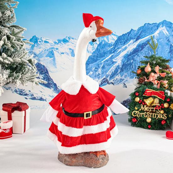1 Set Christmas Porch Goose Outfits Outdoor Garden Lawn Yard Goose Statue Winter Santa Claus Elf Dress Xmas Holiday Party Dress-up Clothing