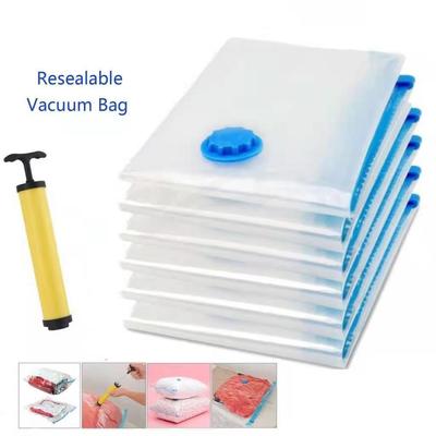 Vacuum Bag For Clothing Storage Bag With Valve Transparent Border Folding Compressed Organizer Travel Space Saving Seal Packet