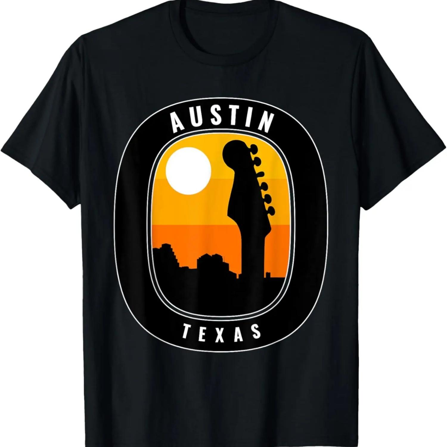 Austin Texas Guitar Sunrise T-Shirt S