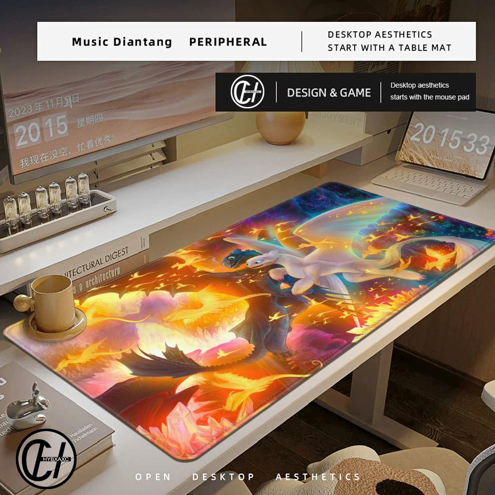 Cute Toothless Large Mouse Pad Computer HD Keyboard Mousepad Mats Natural Rubber AntiSlip Office Mousepads Desk Accessories