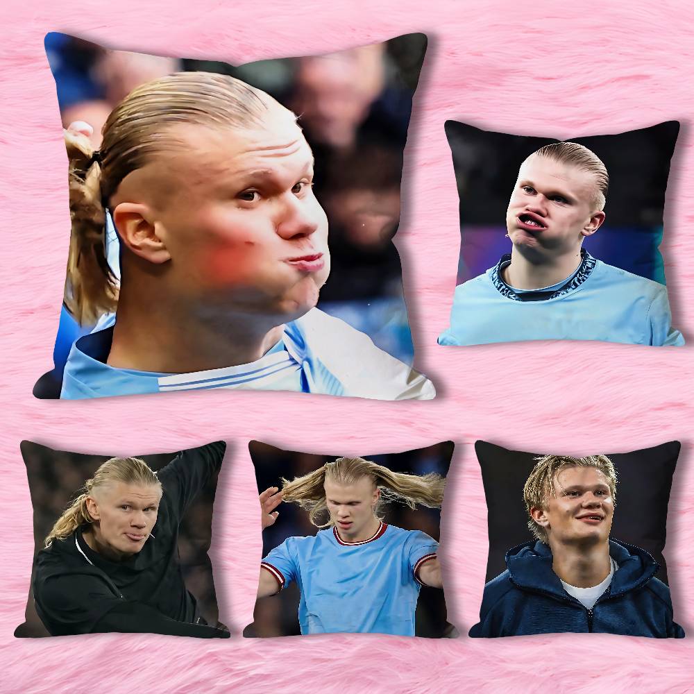 Funny H-Haaland Meme Pillow Case Modern Home Decorative Cozy Plush Pillowcase For Living Room Bedroom Sofa