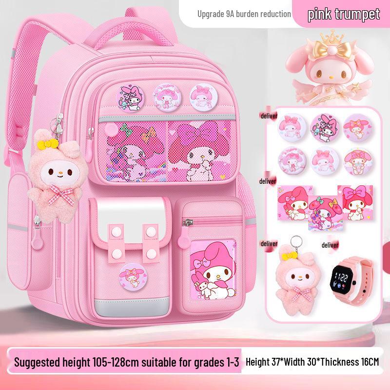 Large Capacity Cute Melody Schoolbag for Primary Students, Girls & Boys, Grades 1-6