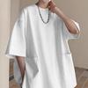 Men Solid Color Top Men's Summer Streetwear T-shirt with Pockets Loose Fit Solid Color Top Plus Size Half Sleeves for Outdoor