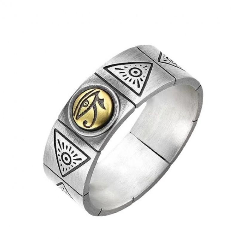 Auge des Horus Vintage Verstellbarer Ring Herren Damen Sterling Geometrisch Statement Retro Boho Schmuck