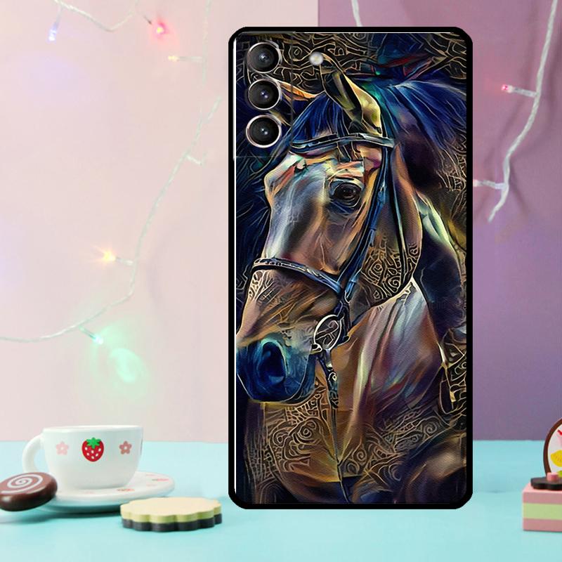 Horse Painted Art Phone Case For Samsung Galaxy S24 S25 Ultra S21 S22 S23 Ultra S9 S10 S20 Plus S25 FE Cover