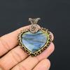 Heart Shape Labradorite Gemstone Handmade Copper Wire Wrap Jewelry Pendant For Women