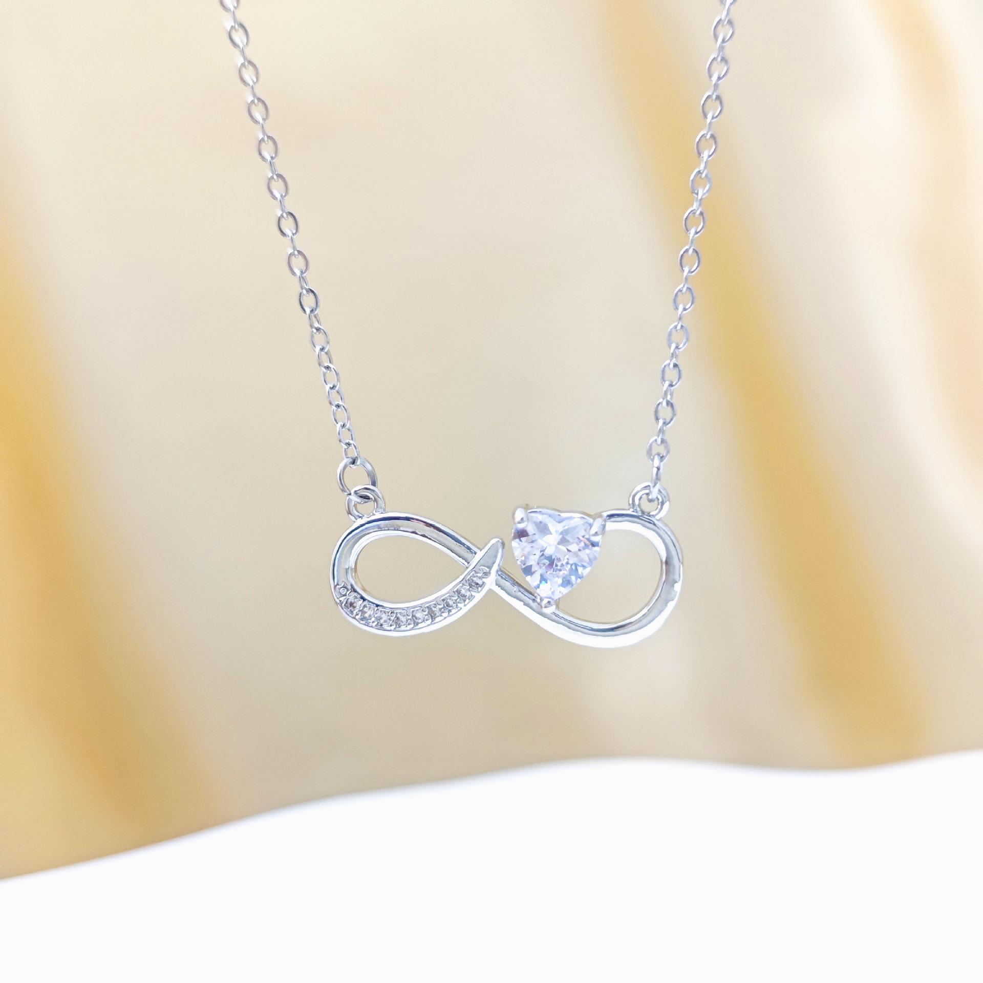 Personalized Infinite Love Zircon Necklace - Women s Titanium Steel Clavicle Chain