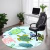 1pc Sea Turtle Print Chair Carpet for Office, Round Polyester Mat, Indoor Decor for Office, Easycare Fabric, Washable Non-slip Area Carpet