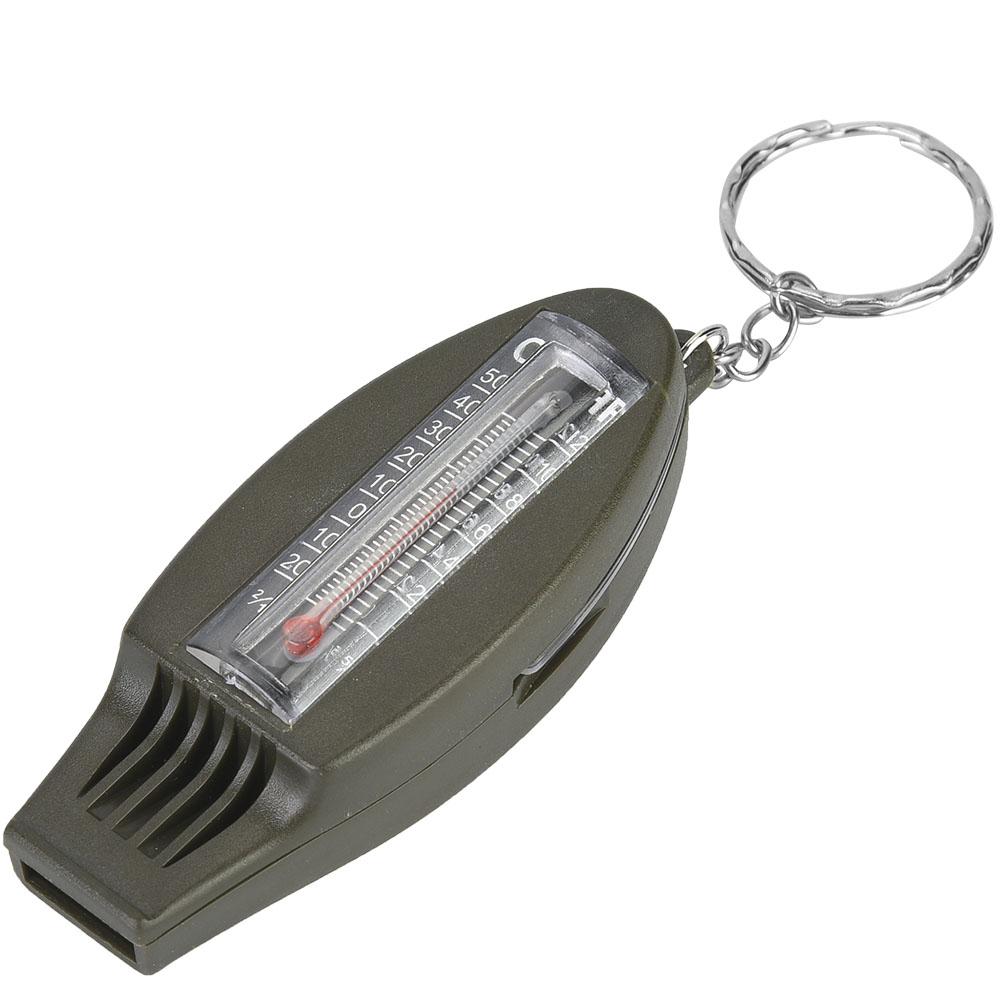 Przenośny wielofunkcyjny gwizdek 4 w 1 z termometrem powiększającym kompas do przetrwania na świeżym powietrzu