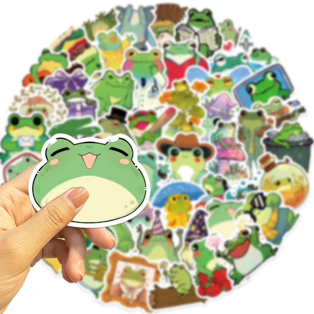 50/100PCS Cartoon Cute Frog Stickers DIY Decoration Guitar Notebook Luggage DIY Waterproof Stationery Stickers