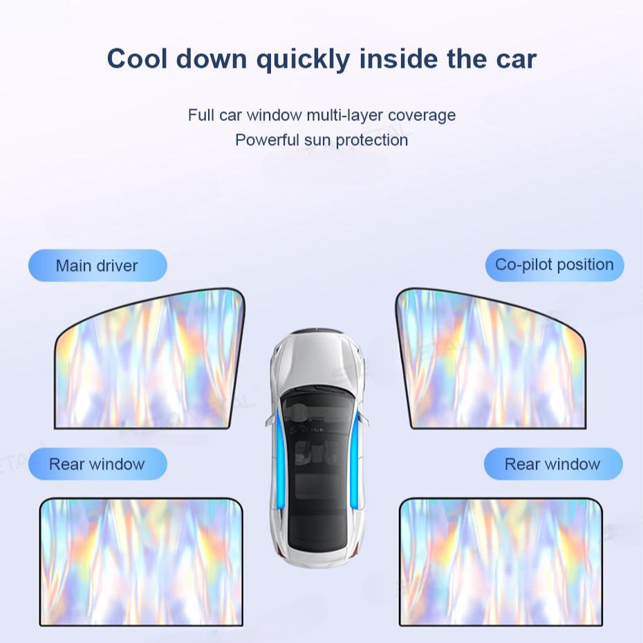 EasyClip Magnetic Car Sun Shades - No Adhesive UV Blinds for Front & Rear Windows | 98% UV Block, Reusable Foldable Shade for SUV/Sedan