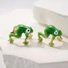1 Pair, Green Frog Earrings, Cute Green Frog Stud Earrings, Fun Frog Climbing Earrings.