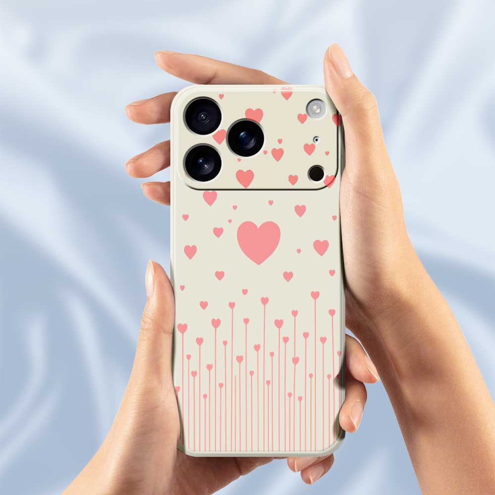 For iPhone 17 Pro Max Case Pink Love Pattern Printing Straight Edge TPU Phone Back Cover