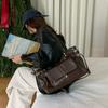 New Retro Coffee Color Versatile Large Capacity Commuting Tote Bag, College Style Single Shoulder Crossbody Bag