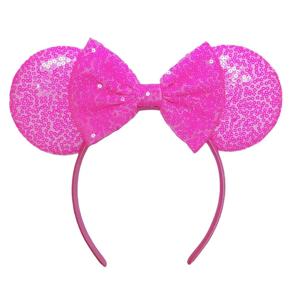 Neue fluoreszierende Farben Mausohren Stirnband für Mädchen Glänzende Pailletten Schleife Haarband Festival Party Cosplay DIY Haarschmuck