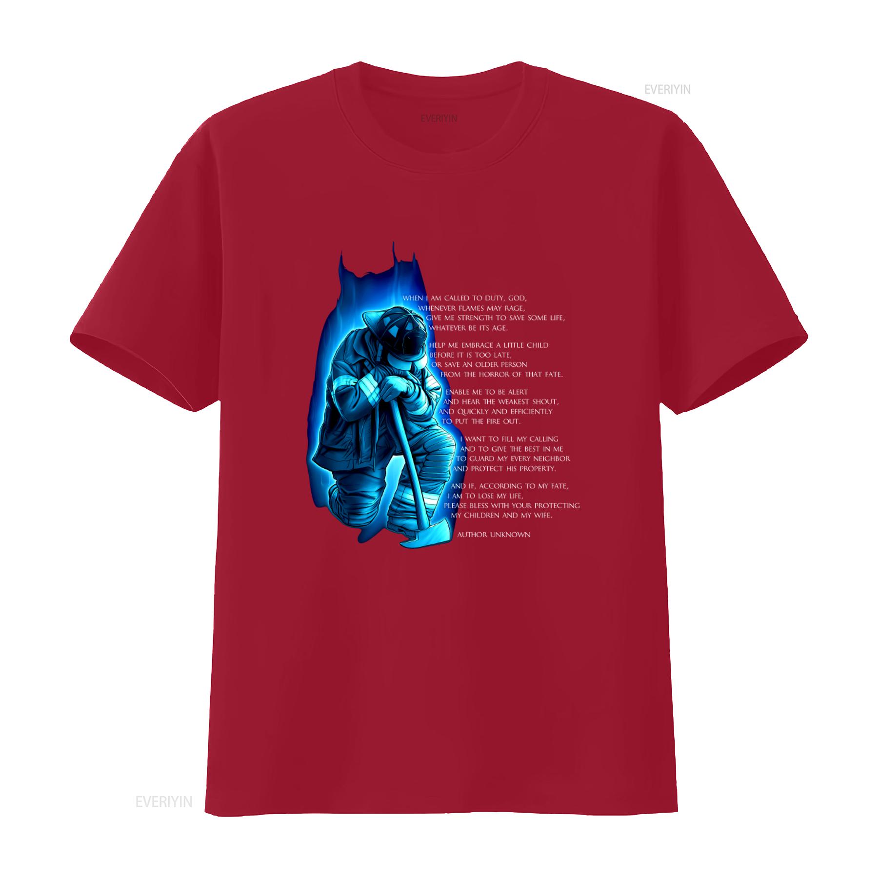 

Fire Department Firefighter Poem Oath T Shirt Valor Service Honor Large Size vintage Washed designer clothes Versatile S