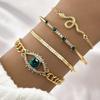 European-American Heart Knot & Butterfly Snake Bracelet Set - Geometric Hand Jewelry Accessories