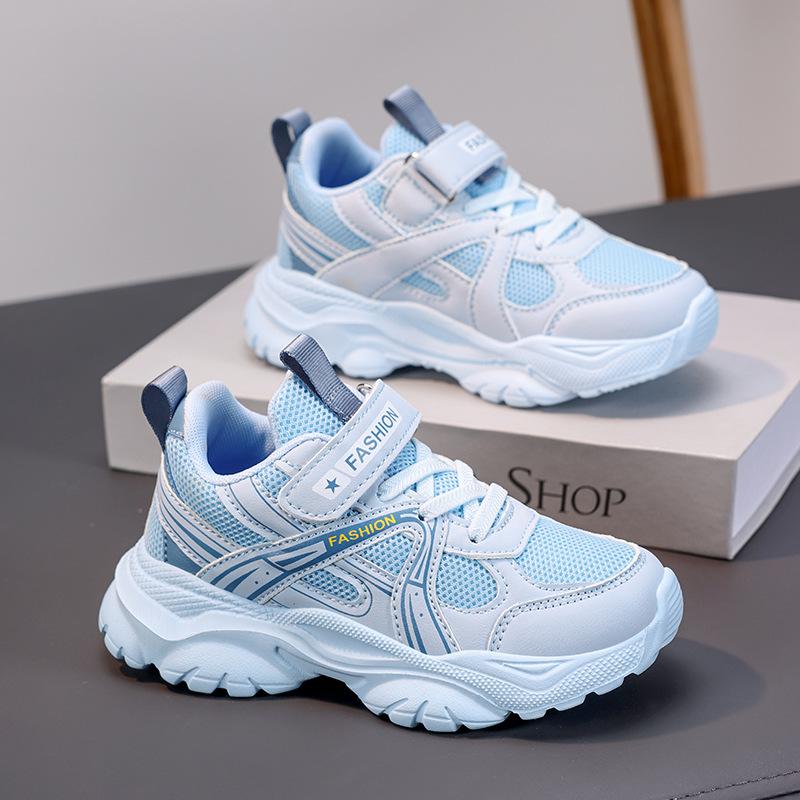 2025 Spring and Autumn New Boys Shock-absorbing Sports Shoes Medium and Large Children Non-slip Girls Lightweight Double Mesh Breathable Casual Shoes