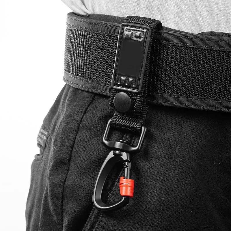 Outdoor Multifunction Tactical Belt Hook Buckle With Lock Nylon Webbing Metal Keychain Molle Techwear Backpack Hanging Carabiner