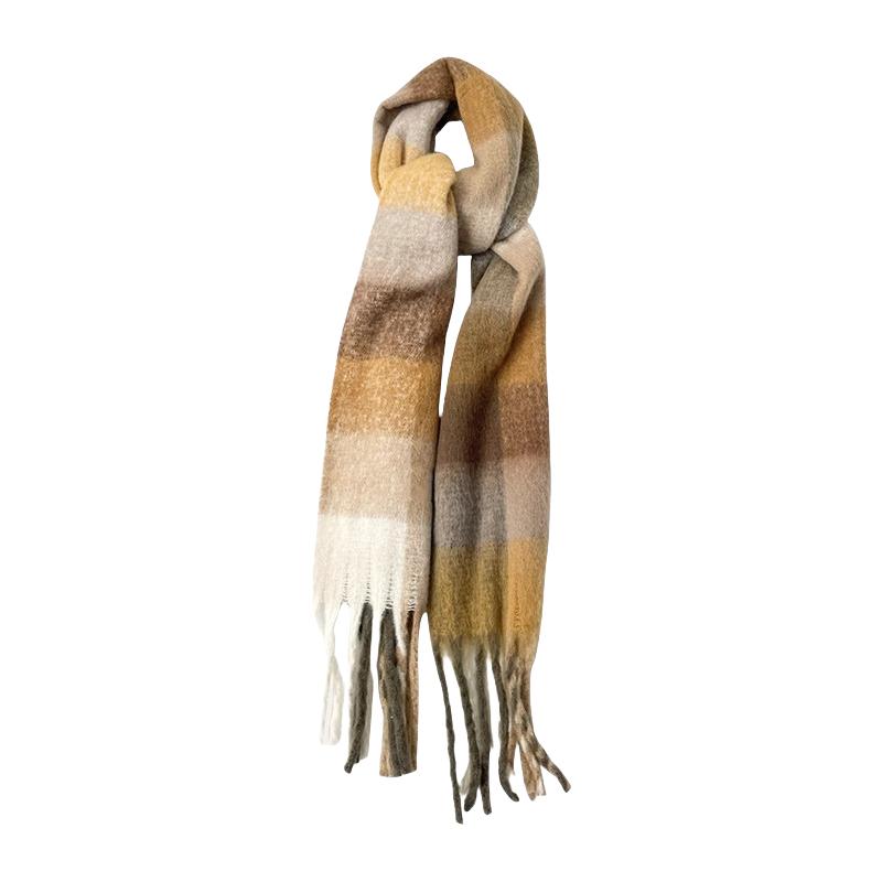 Winter Scarf For Women Luxury Cashmere Warm Rainbow Plaid Pashmina Blanket Shawl Thick Soft Bufanda Wraps Long Poncho Echarpe